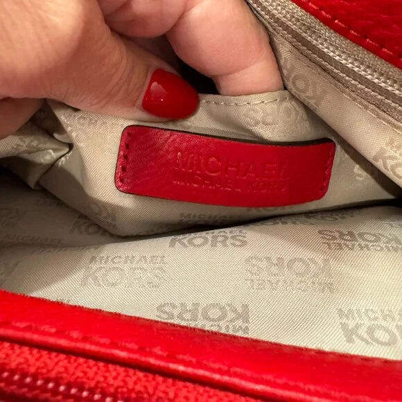 Michael Kors Red Leather Hamilton Medium East West Tote Shoulder Bag - Picture 5 of 13